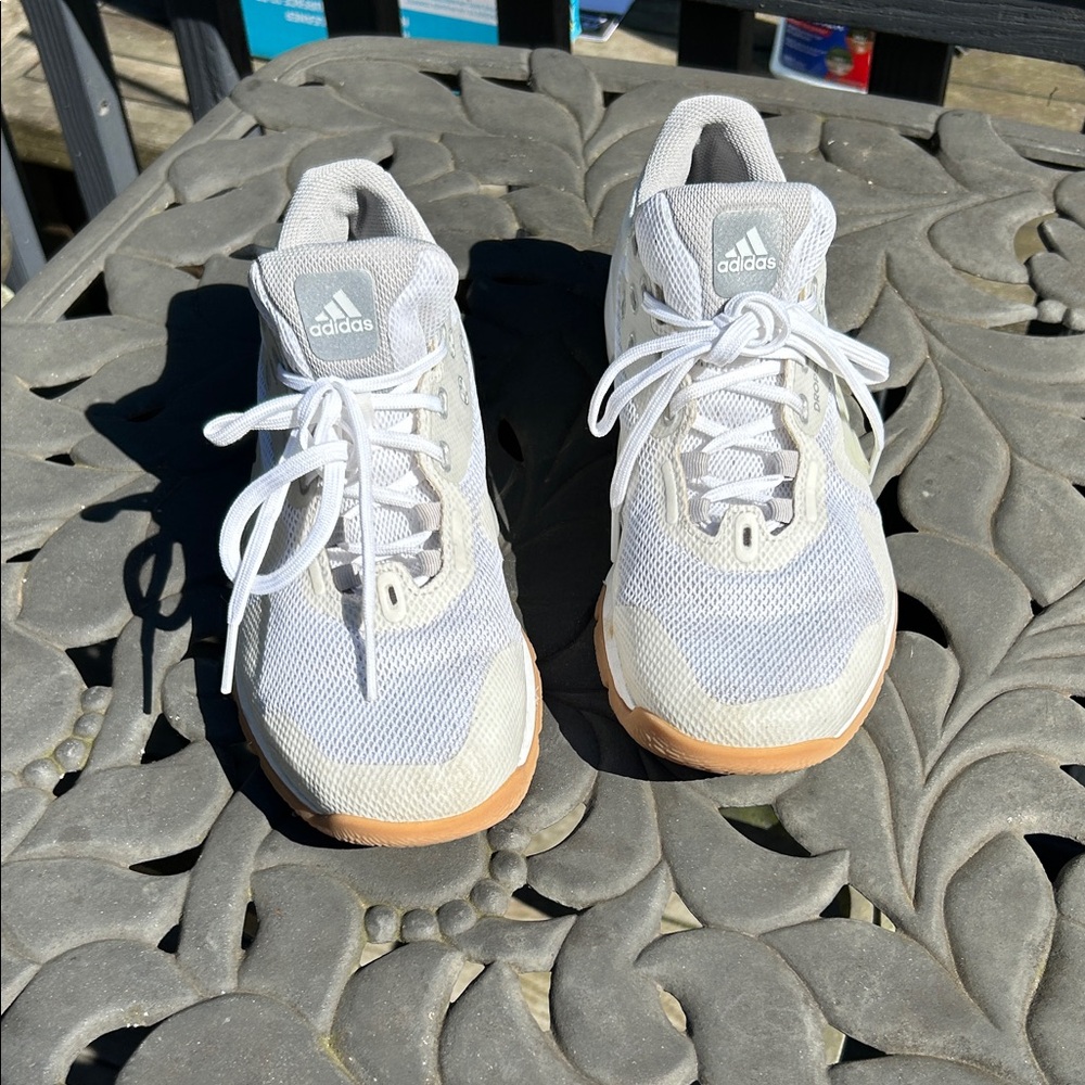 Adidas Women’s White Dropset Trainer Mesh Sneakers with Tan Sole